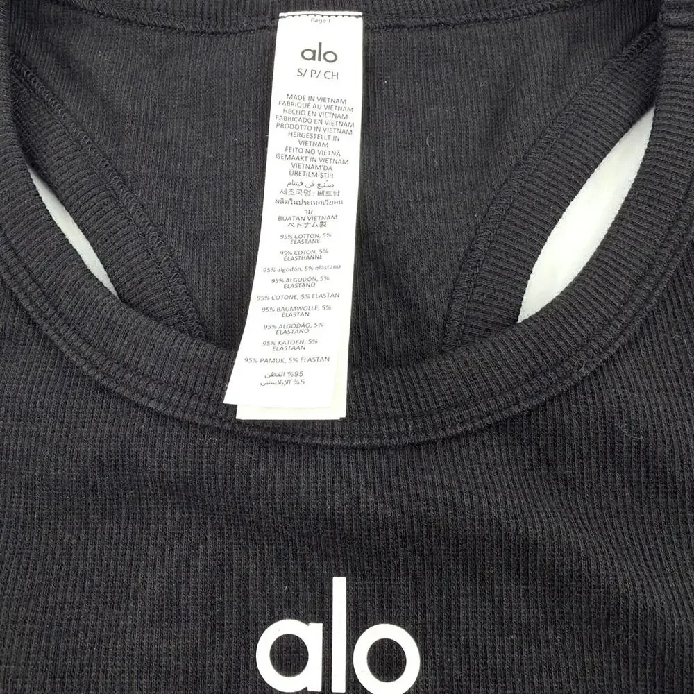 Alo Yoga Black White Aspire Tank Top Size S